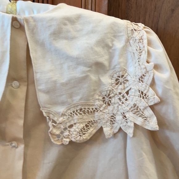 Vintage boutique blouse lace shirt prairie top cream girls size 10 - Picture 8 of 13